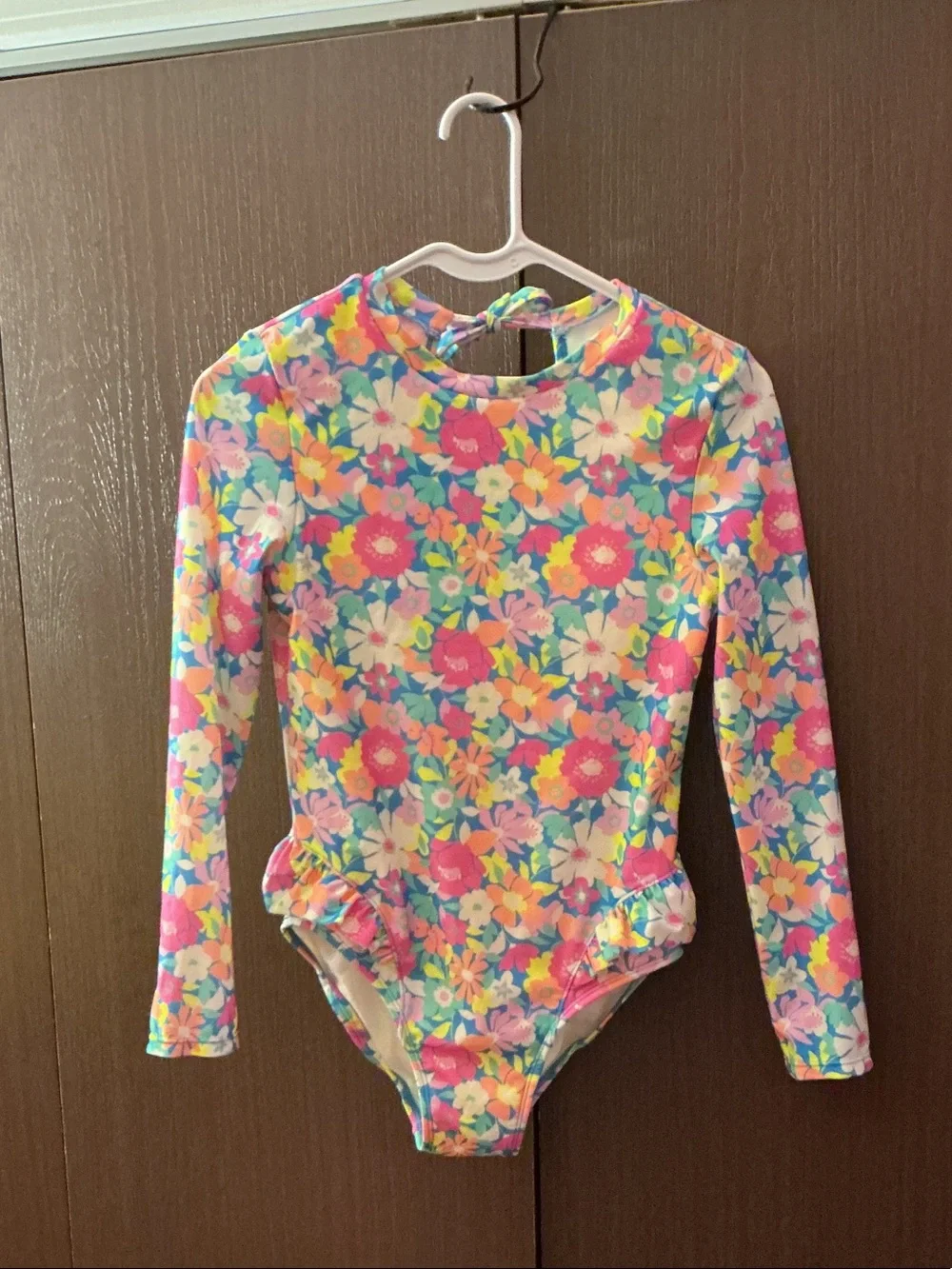Cat & Jack Kids Floral Long-Sleeve Rashguard Swimsuit - Pink, Blue, Yellow